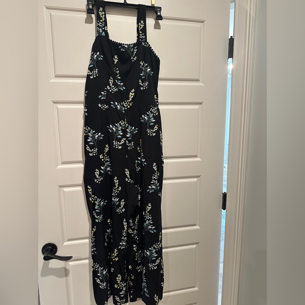 Loft Floral Black Wide Leg Jumpsuit